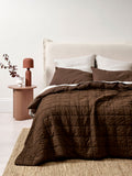 Emile Linen Coverlet in Chocolate