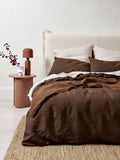 Emile Linen Quilt Cover in Chocolate