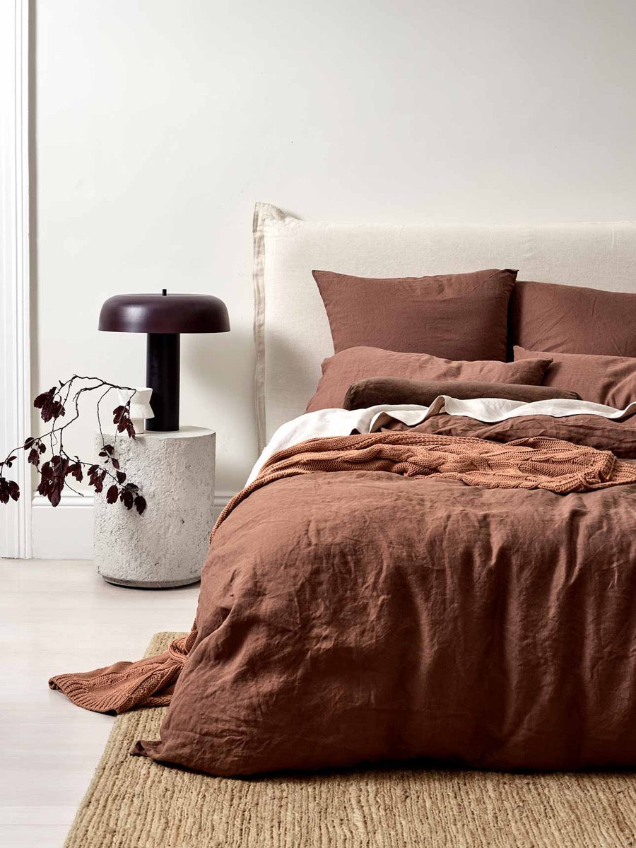 Emile Linen Quilt Cover in Clove