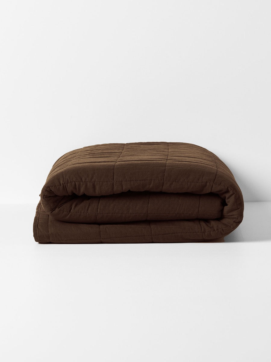 Emile Linen Coverlet in Chocolate