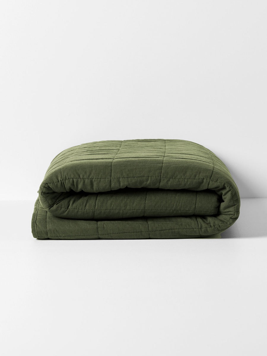 Emile Linen Coverlet in Khaki