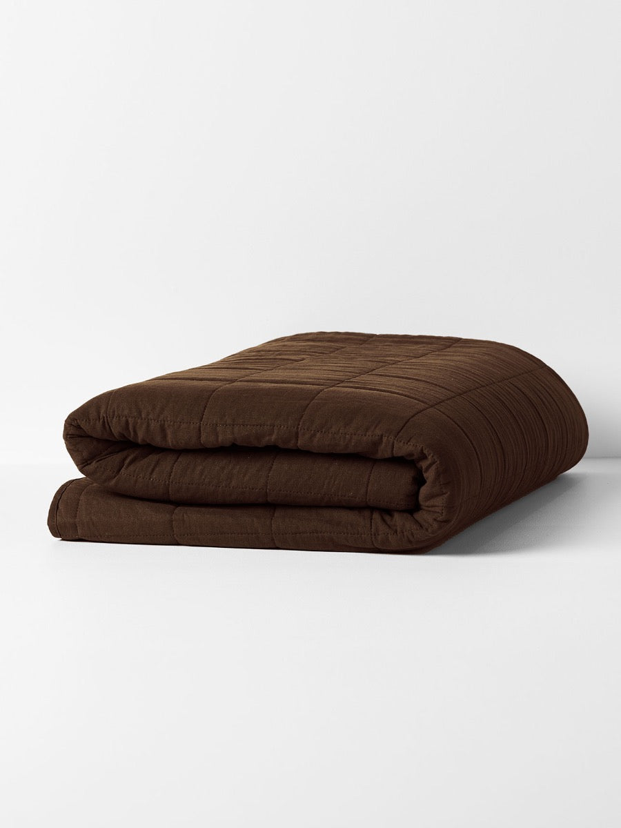 Emile Linen Coverlet in Chocolate
