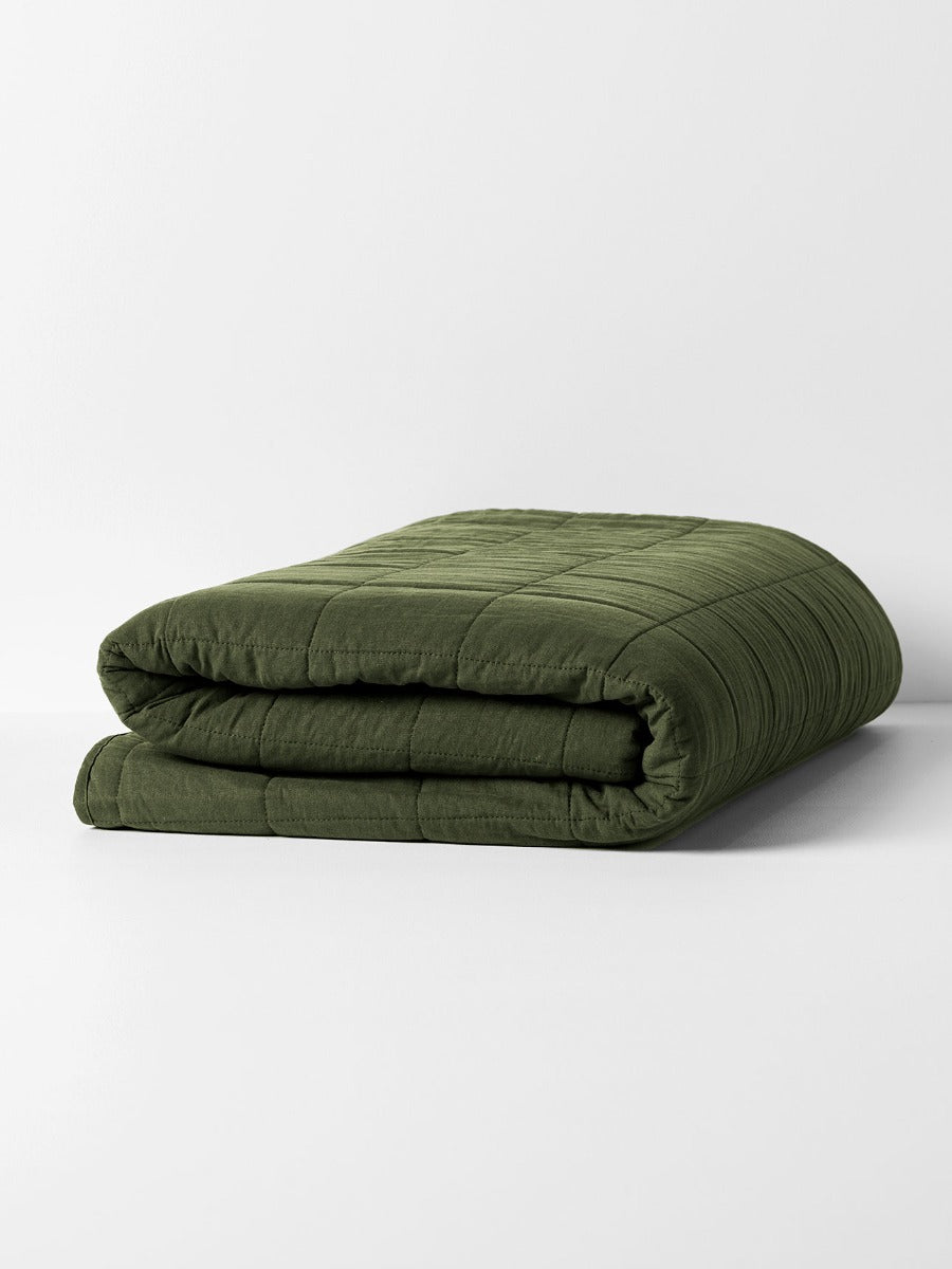 Emile Linen Coverlet in Khaki