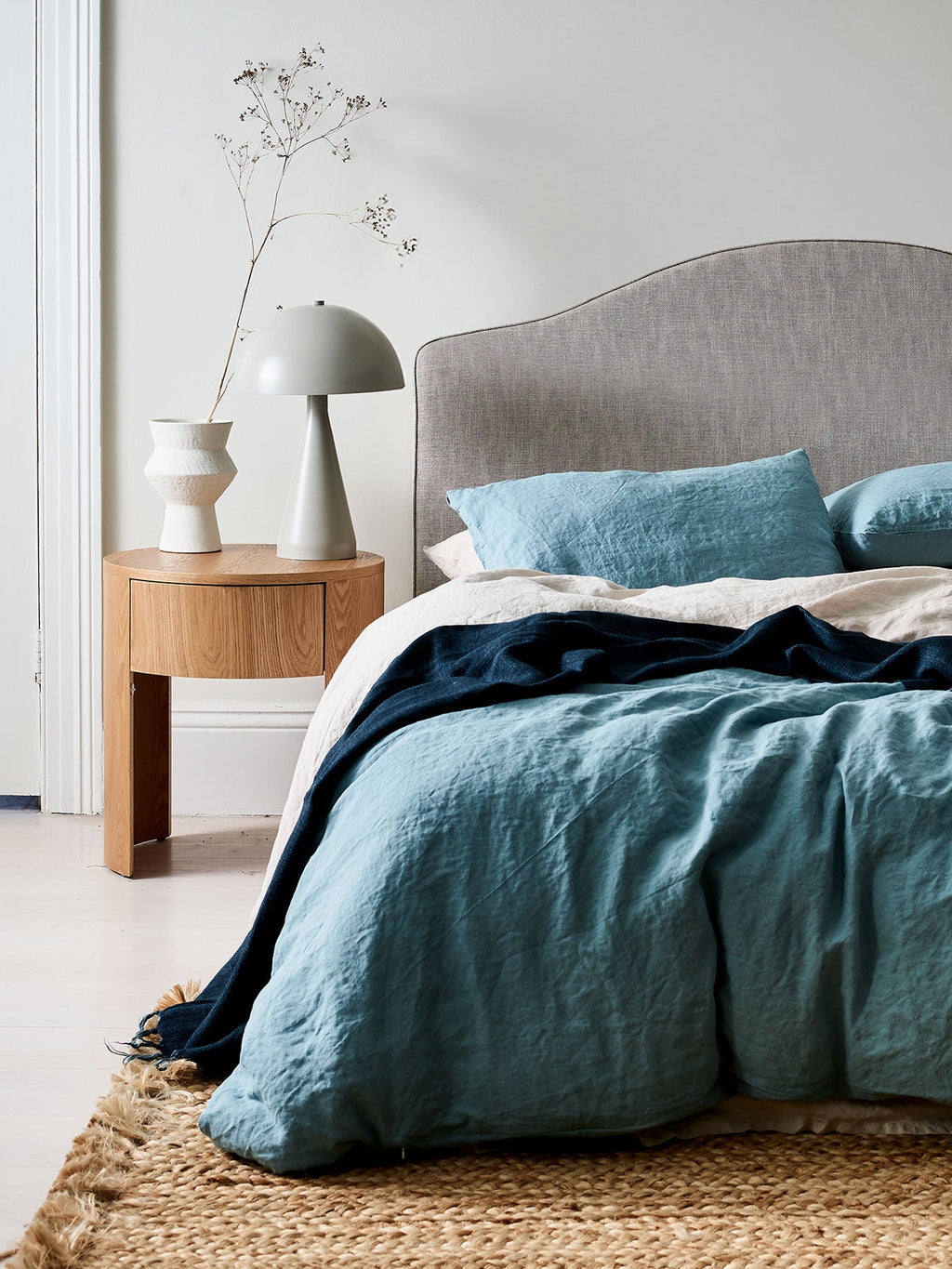 Emile Linen European Pillowcase in Aegean Blue