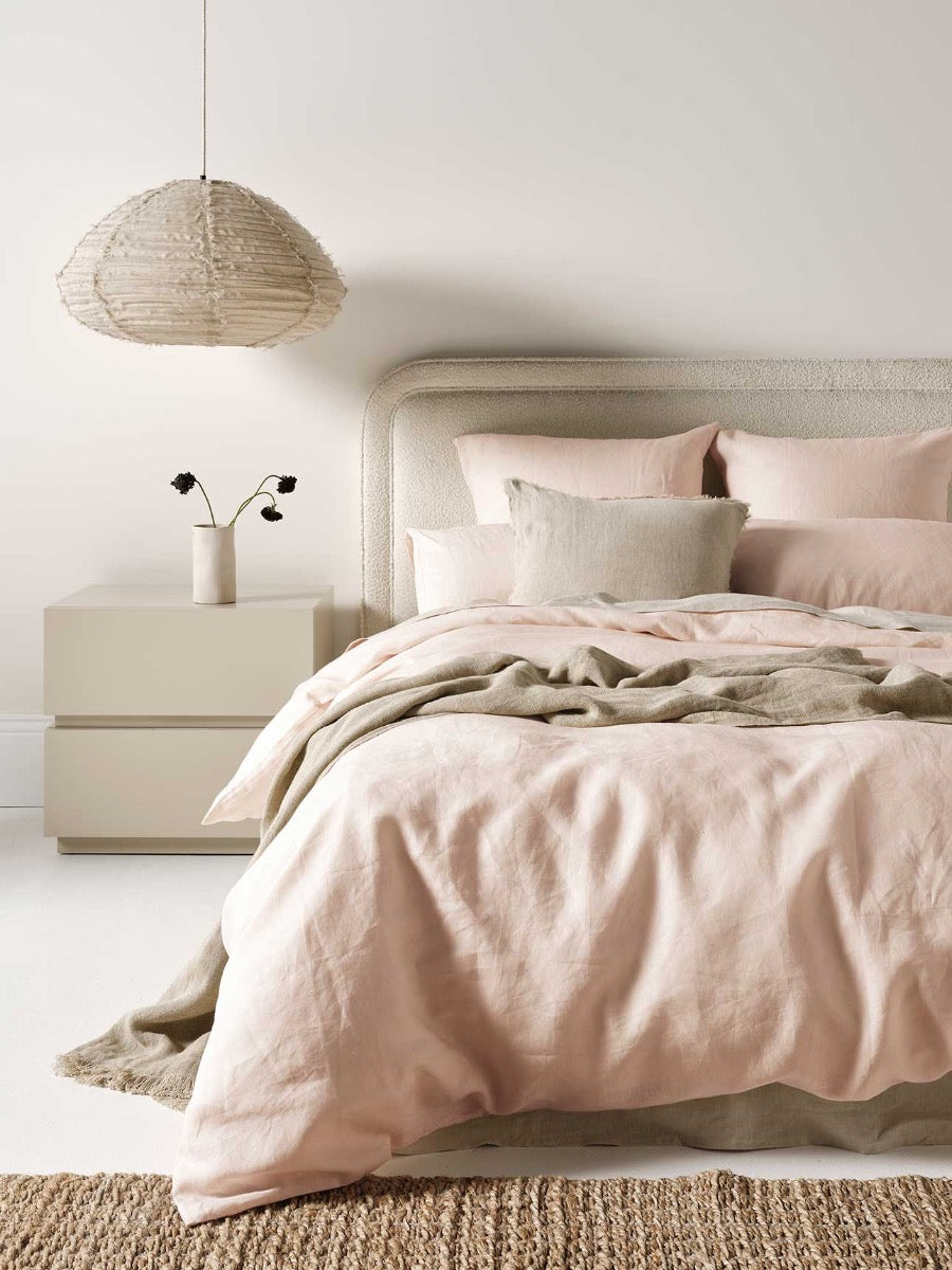 Emile Linen Quilt Cover in Blush