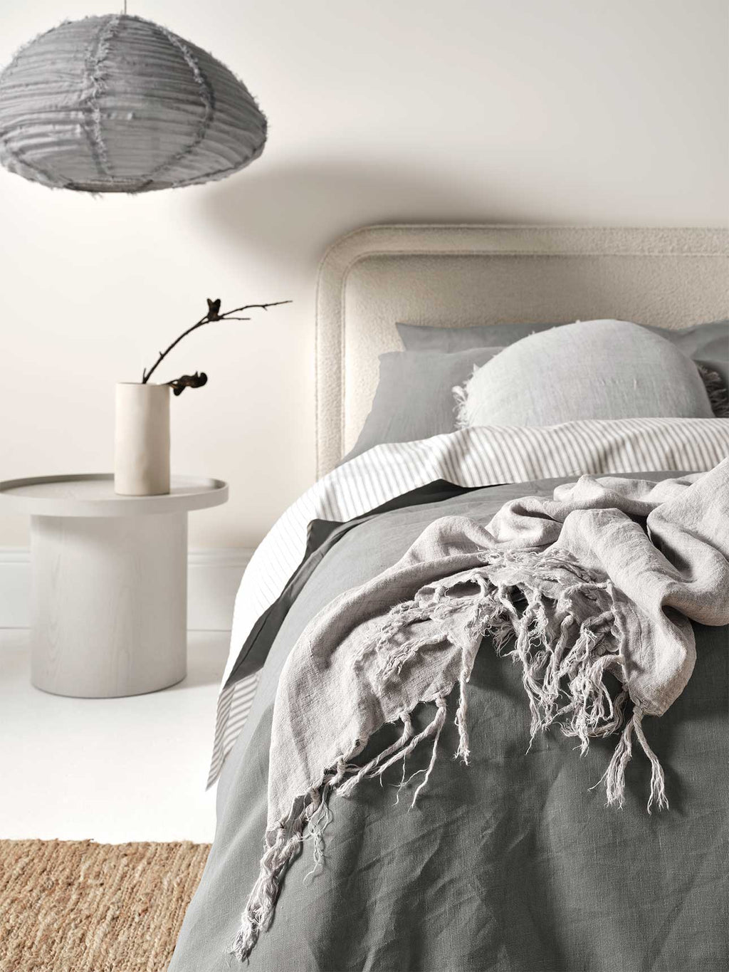 Ticking Stripe Sheet Set in Dove
