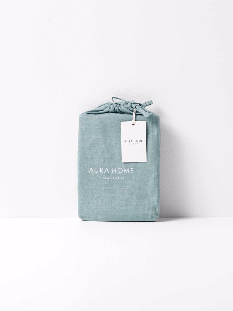Emile Pure Linen European Pillowcase in Aegean Blue