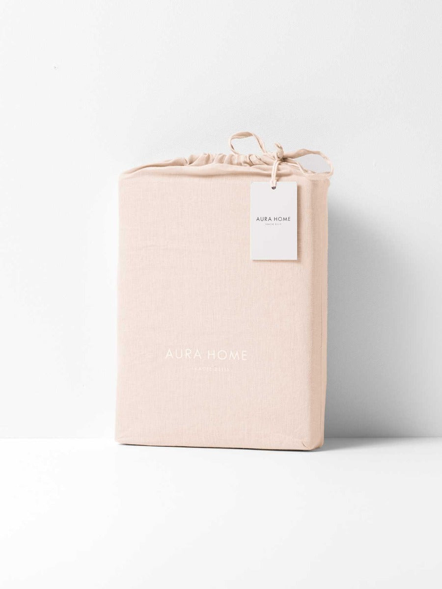 Emile Linen Flat Sheet in Blush