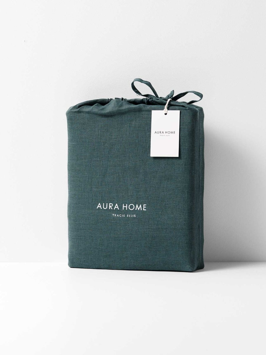 Emile Linen Fitted Sheet in Greystone
