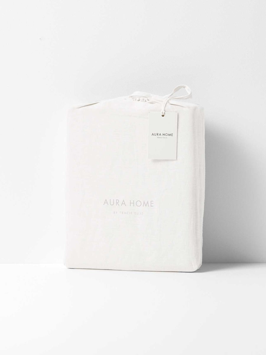 Emile Linen Fitted Sheet in Marshmallow