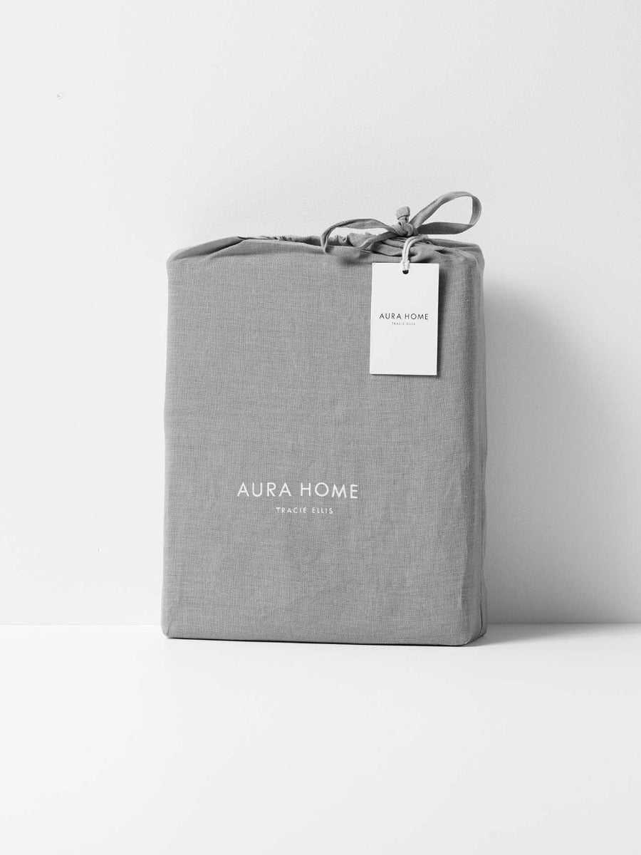 Emile Linen Quilt Cover in Smoke