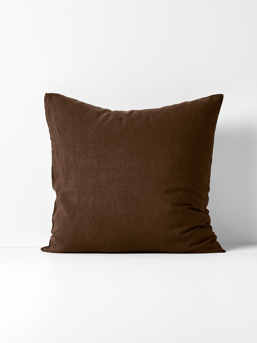 Emile Linen European Pillowcase in Chocolate