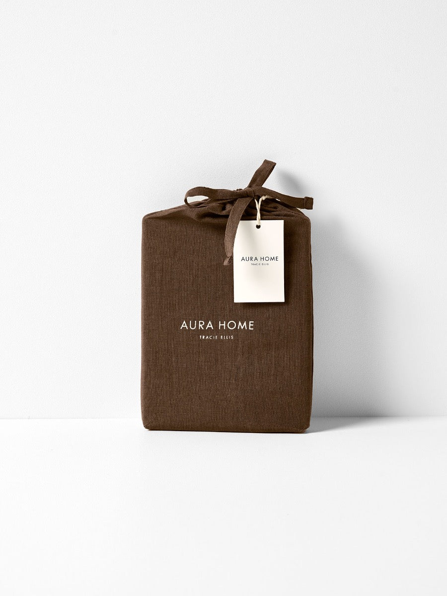 Emile Linen Standard Pillowcase in Chocolate