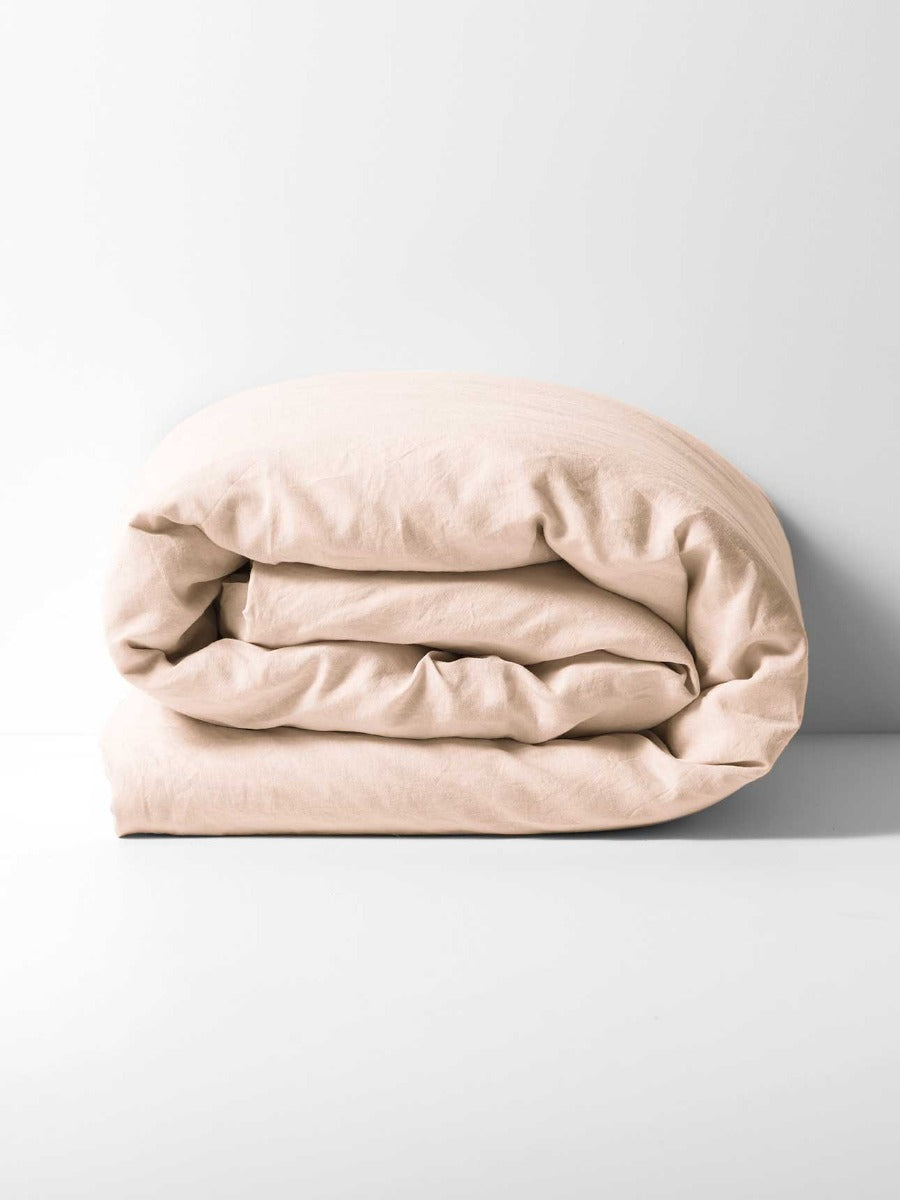 Emile Linen Quilt Cover in Blush