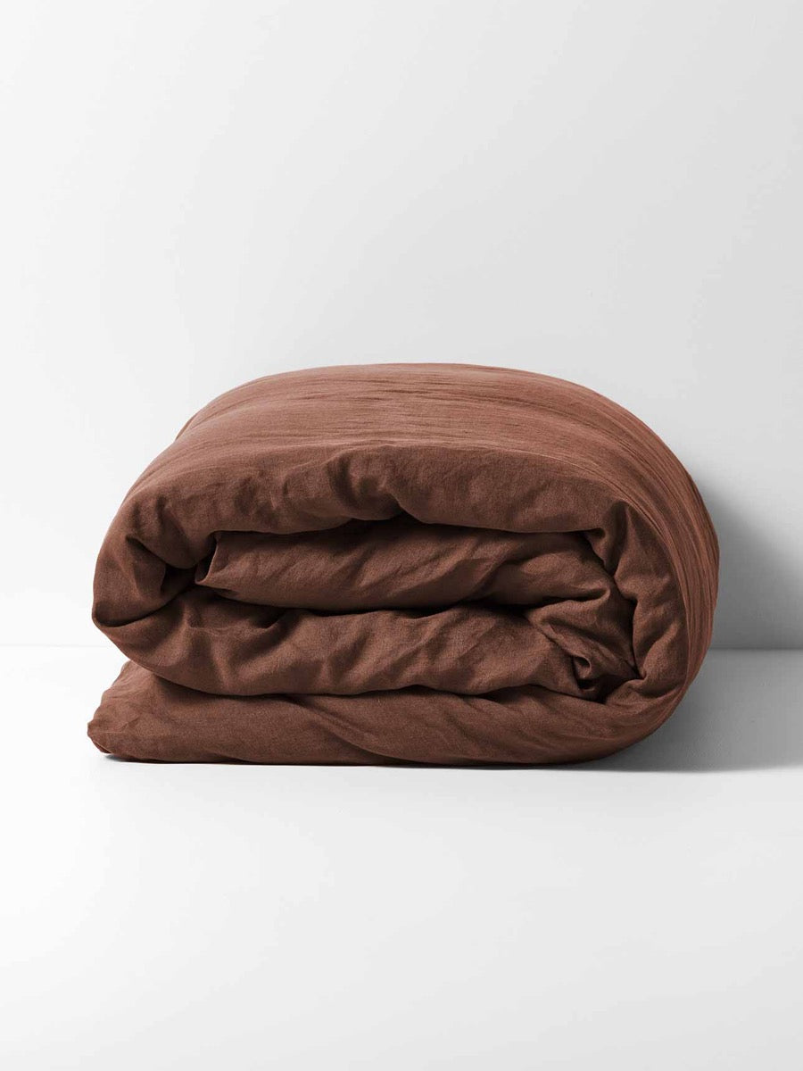 Emile Linen Quilt Cover in Clove