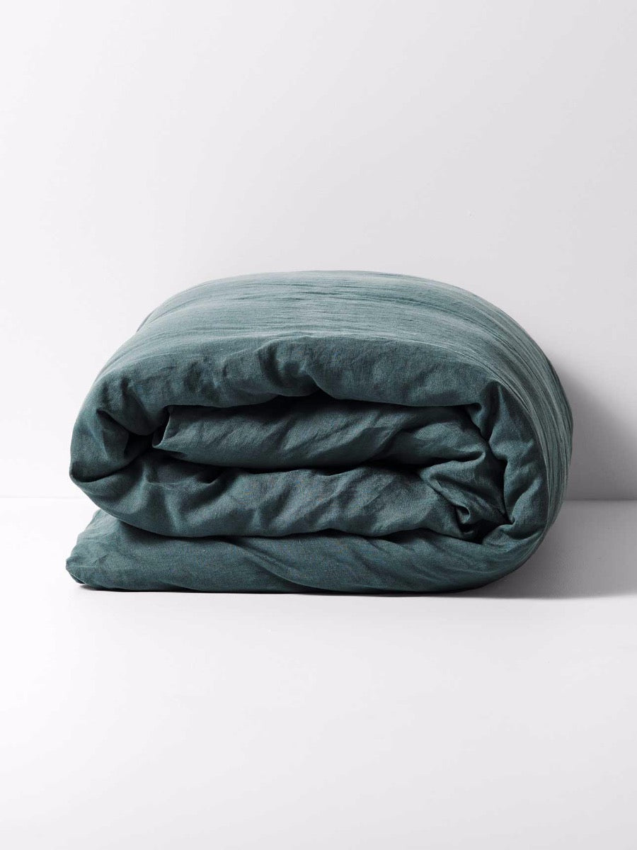 Emile Linen Quilt Cover in Greystone