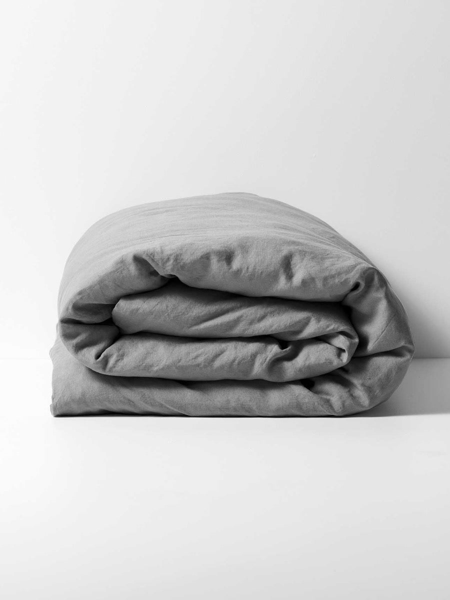 Emile Linen Quilt Cover in Smoke