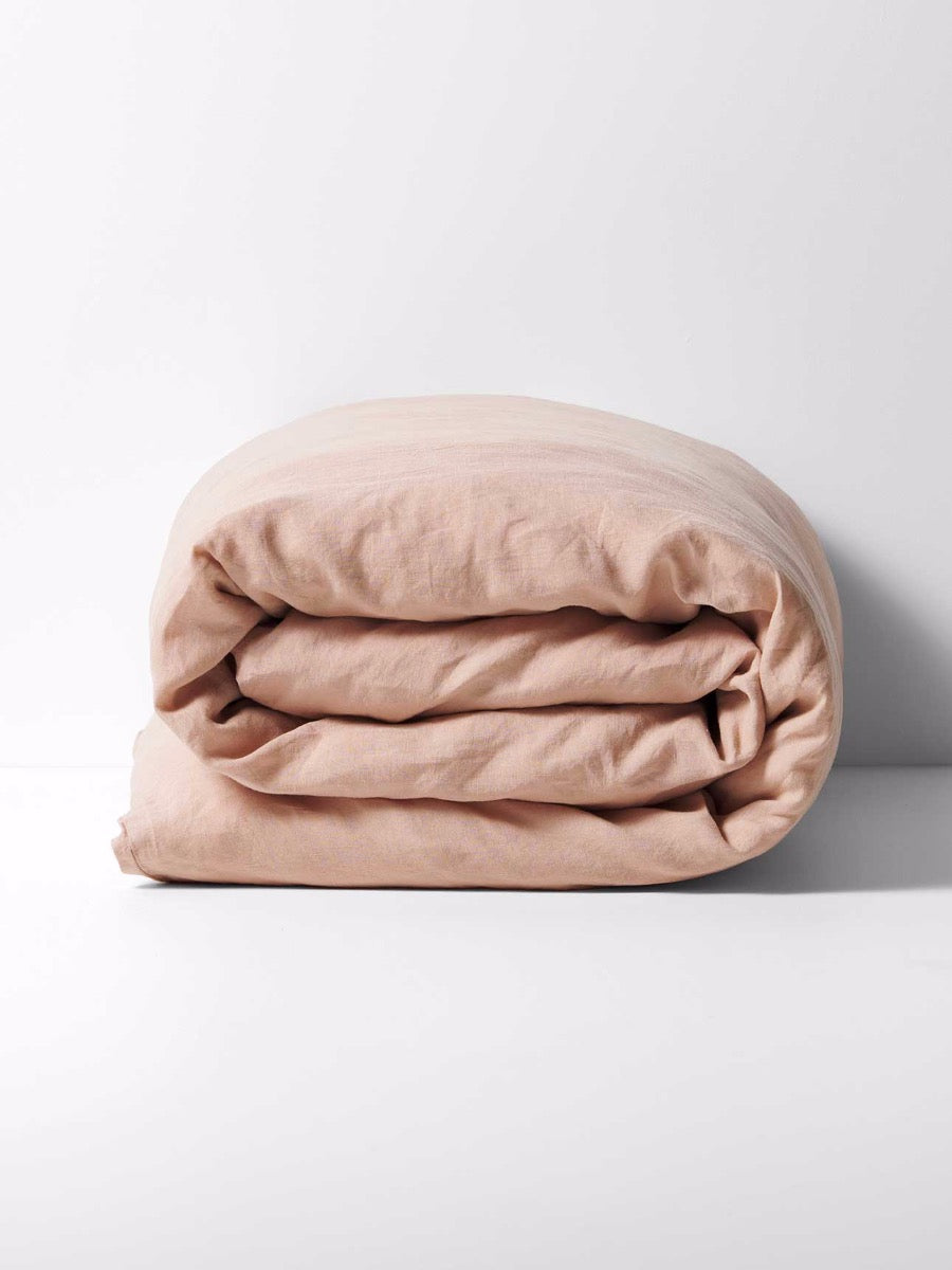 Emile Linen Quilt Cover in Clay