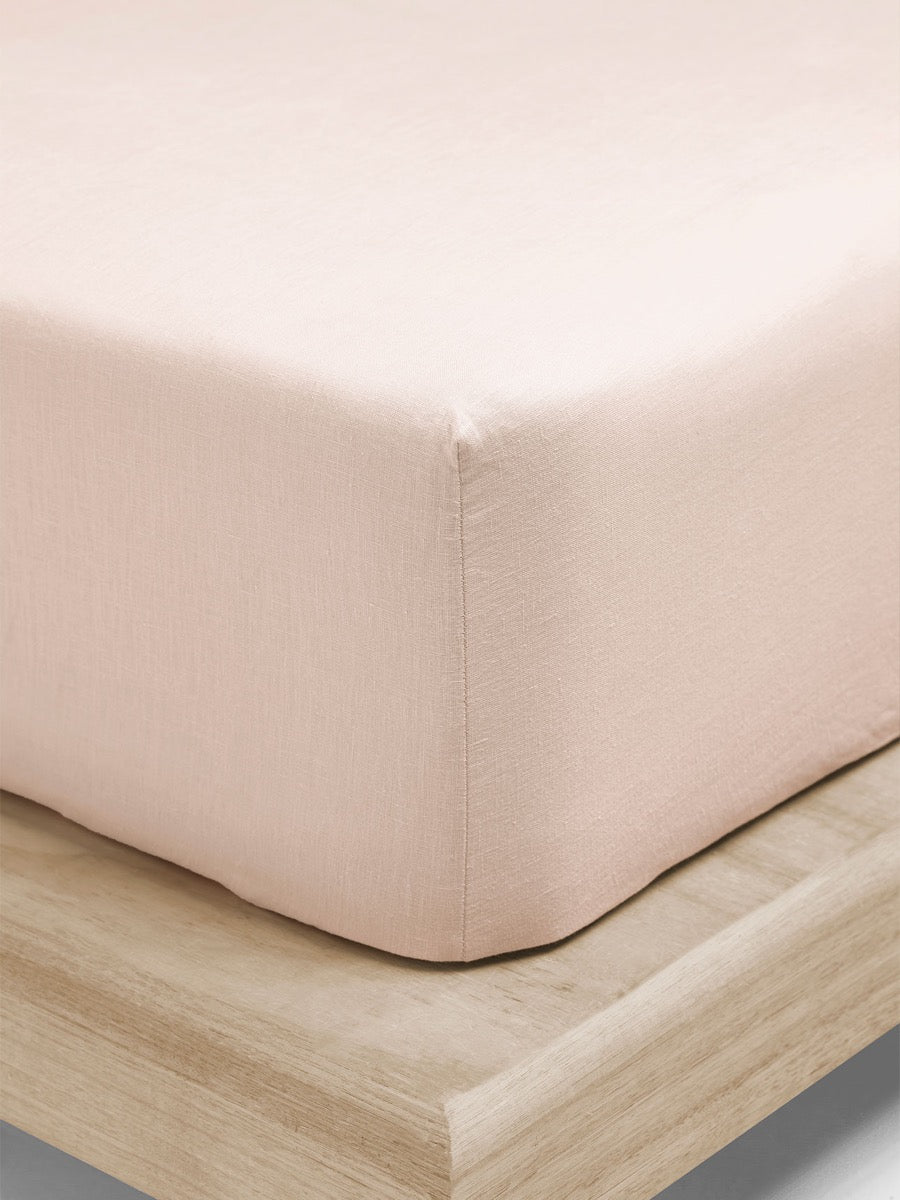 Emile Linen Fitted Sheet in Blush