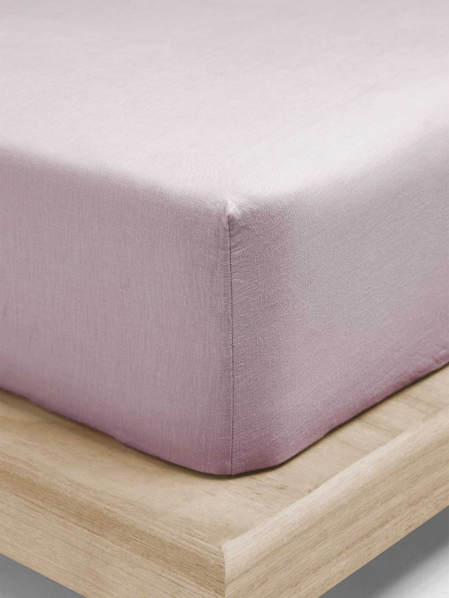 Emile Linen Fitted Sheet in Burnished Lilac