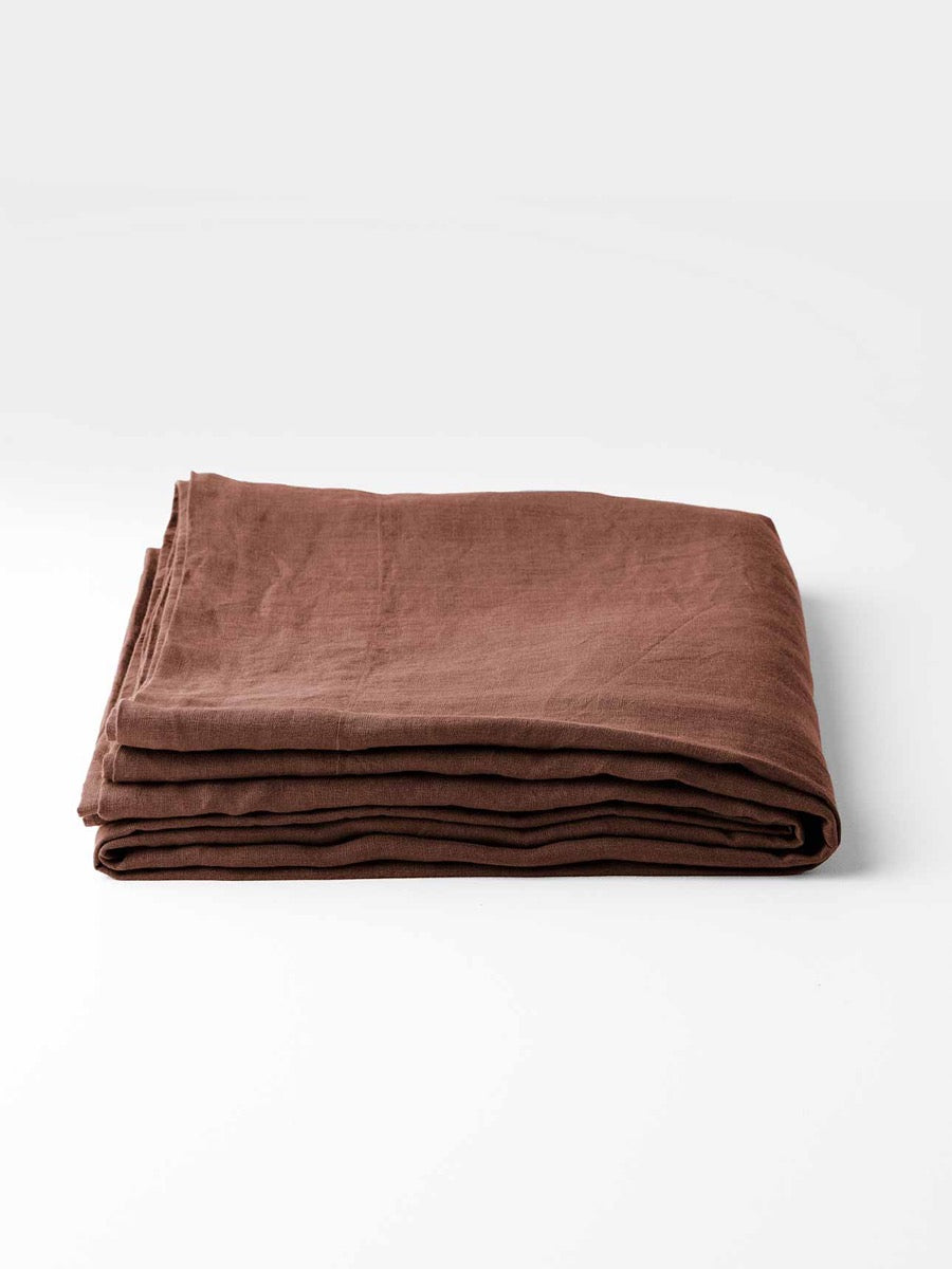 Emile Linen Flat Sheet in Clove