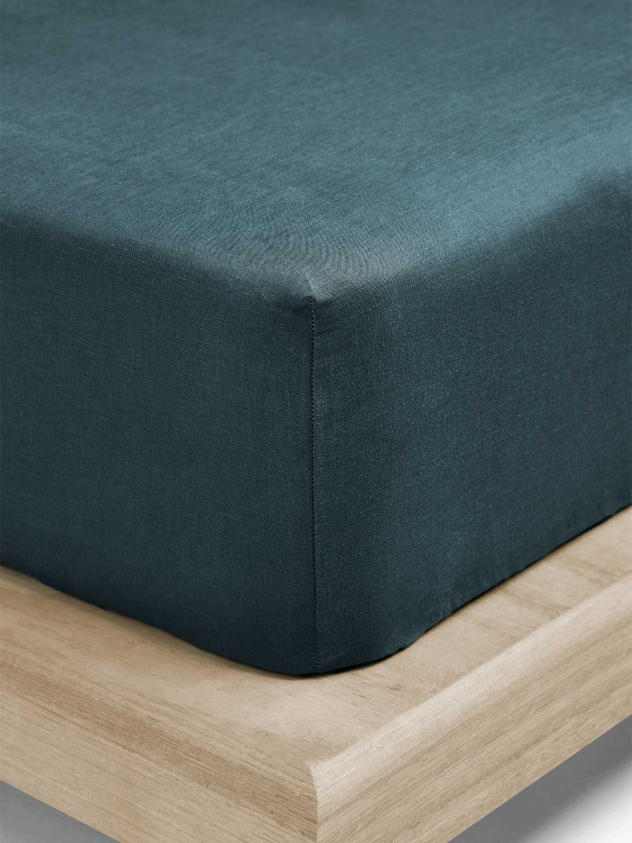 Emile Linen Fitted Sheet in Greystone