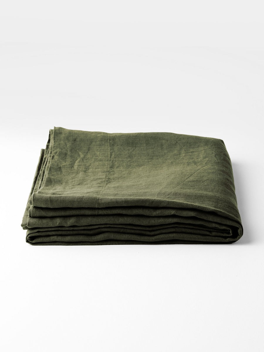 Emile Linen Flat Sheet in Khaki