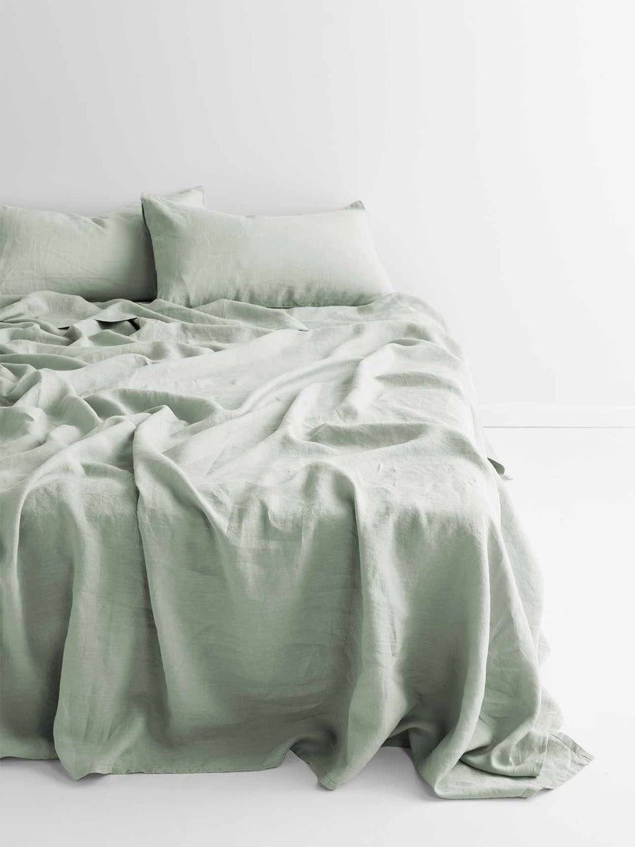 Emile Linen Flat Sheet in Mineral