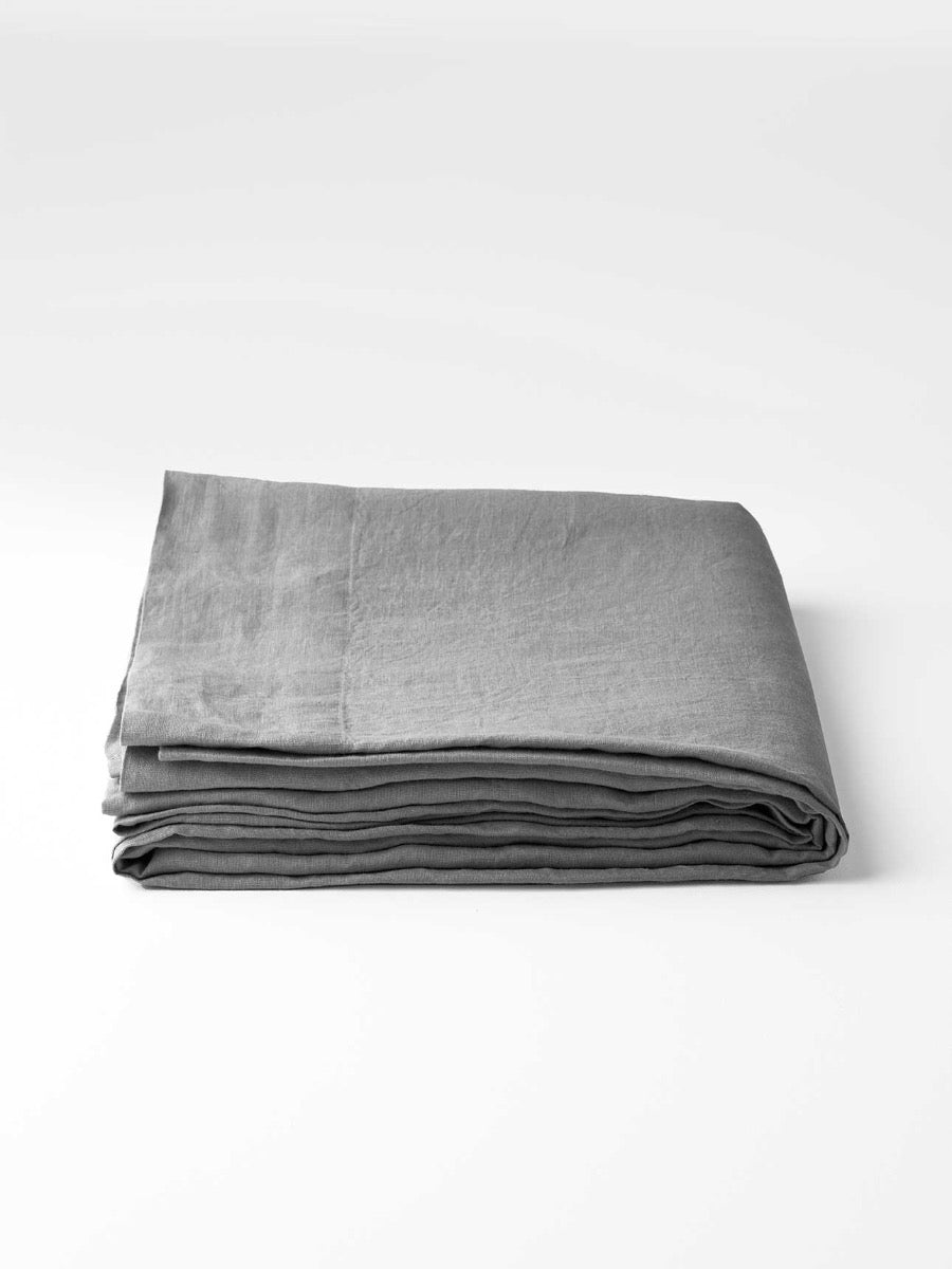 Emile Linen Flat Sheet in Smoke