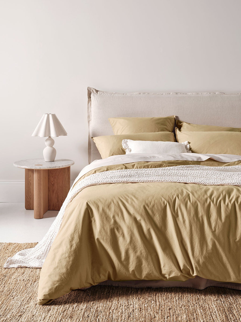 Evie Stonewash Organic Cotton Quilt Cover in Caramel