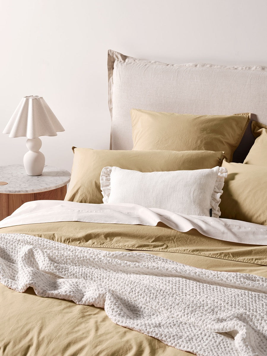 Evie Stonewash Organic Cotton Standard Pillowcase in Caramel