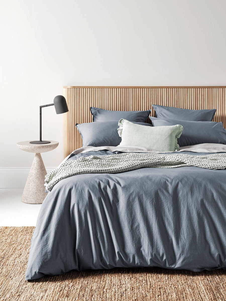 Evie Stonewash Organic Cotton Quilt Cover in Washed Denim