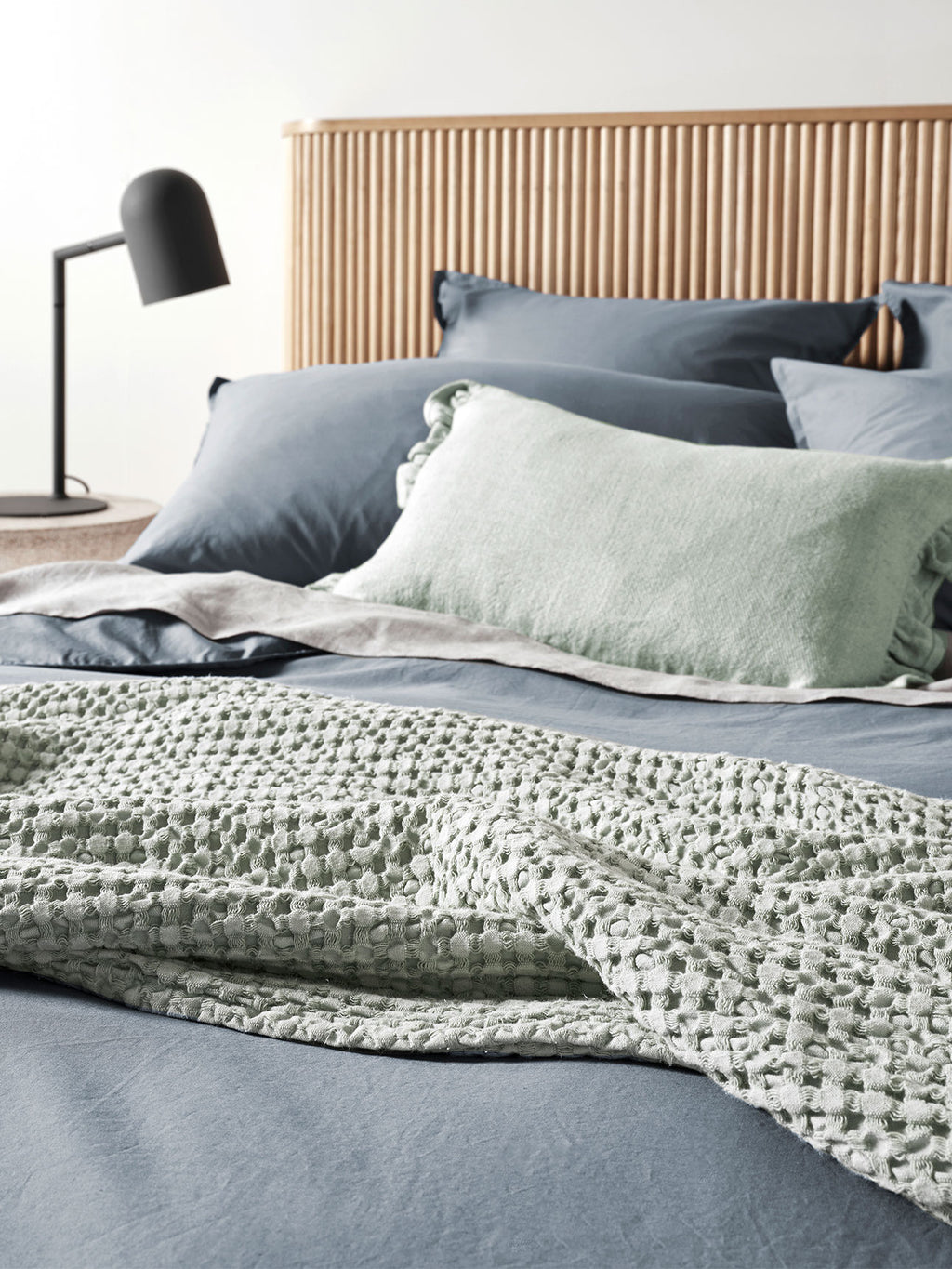 Evie Stonewash Organic Cotton Quilt Cover in Washed Denim