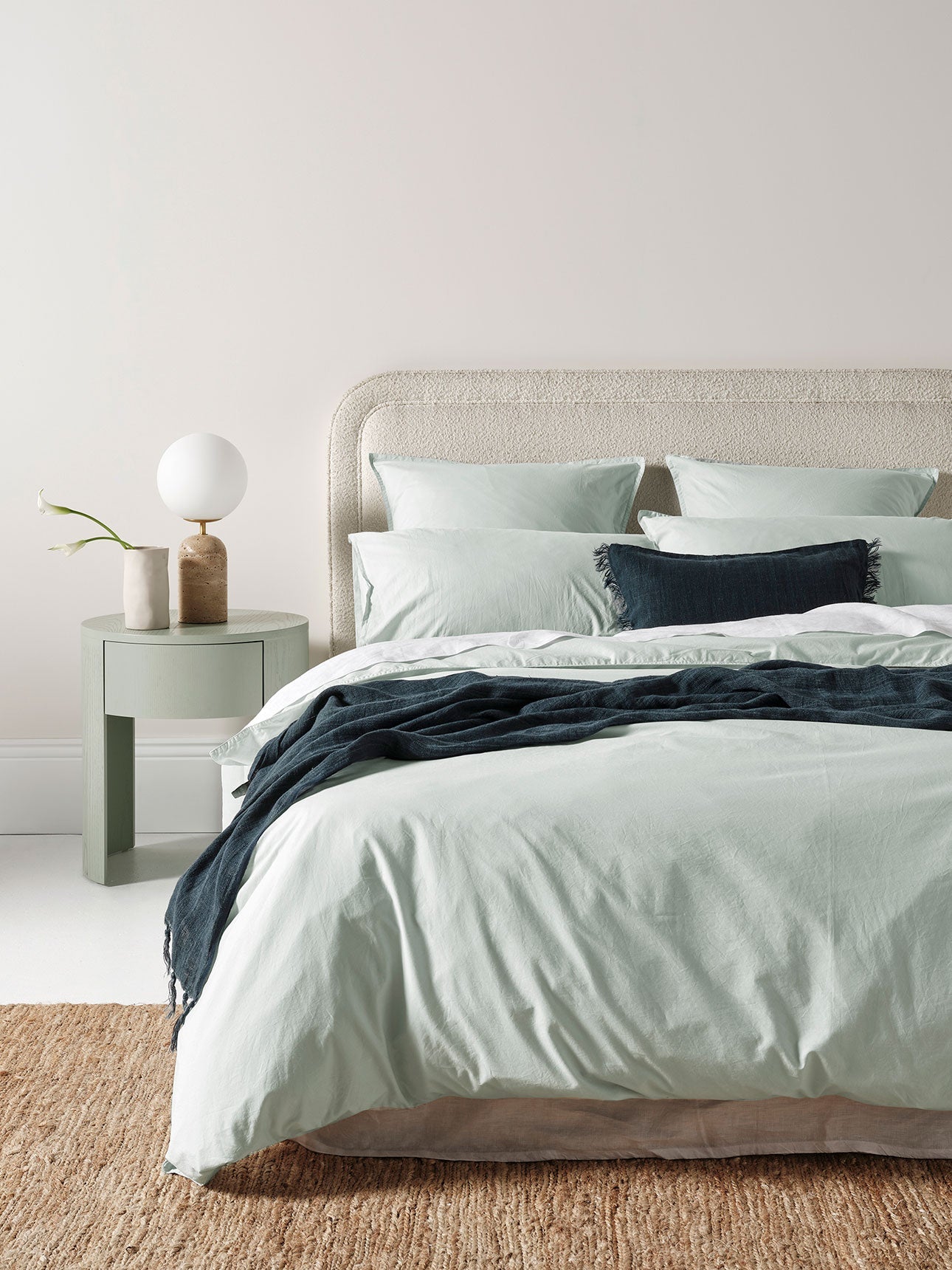 Evie Stonewash Organic Cotton European Pillowcase in Mist