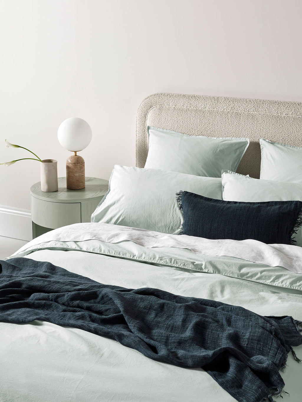 Evie Stonewash Organic Cotton Standard Pillowcase in Mist