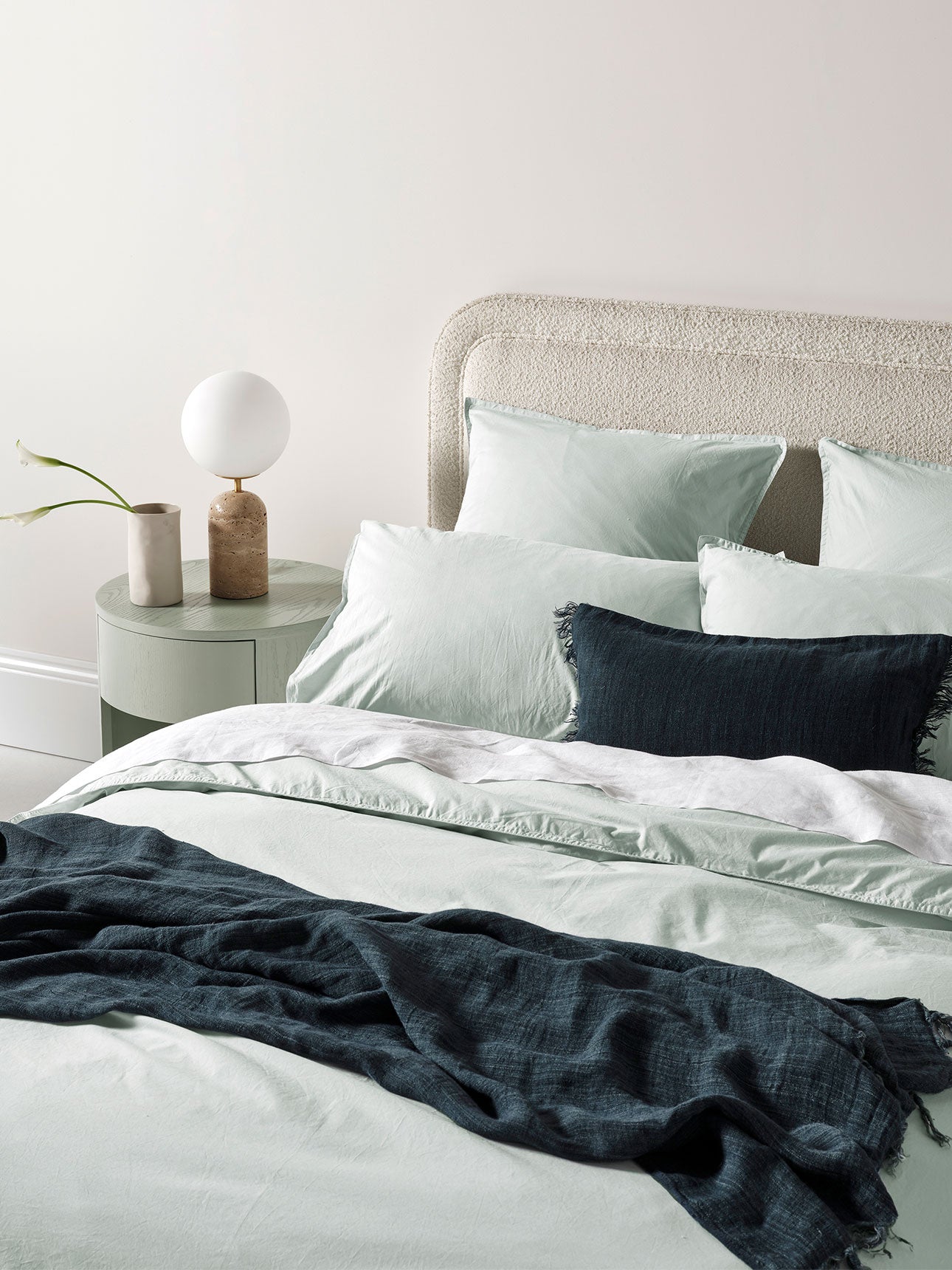 Evie Stonewash Organic Cotton European Pillowcase in Mist