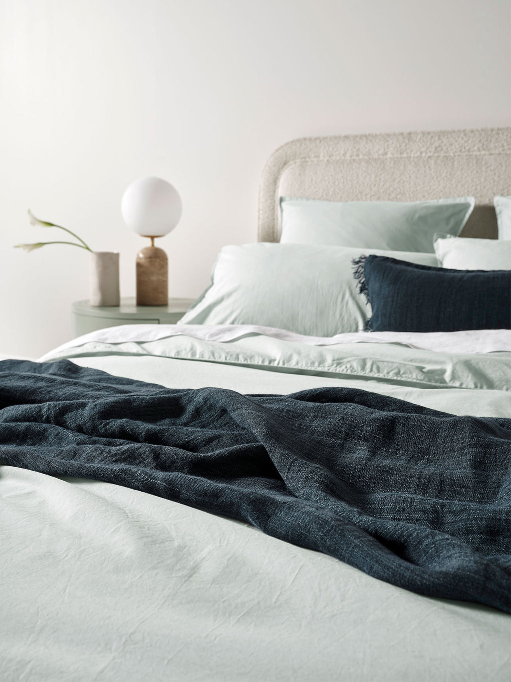 Evie Stonewash Organic Cotton Quilt Cover in Mist