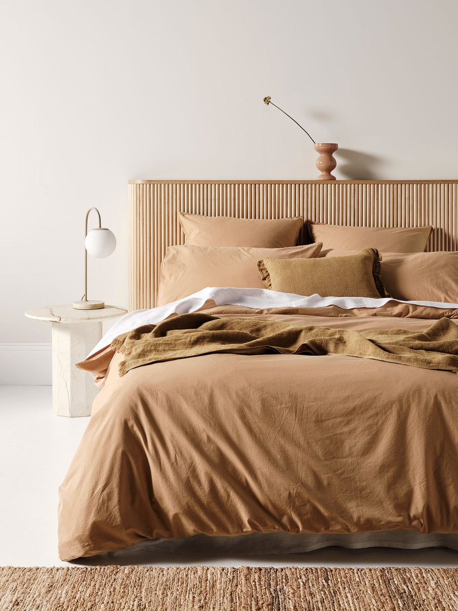 Evie Stonewash Organic Cotton Quilt Cover in Toasted Pecan