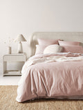Evie Stonewash Organic Cotton Quilt Cover in Blush Pink