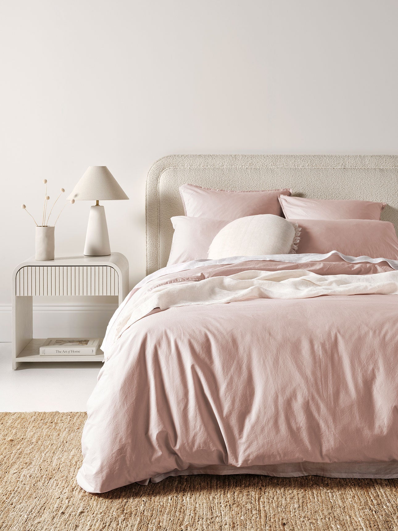 Evie Stonewash Organic Cotton Quilt Cover in Blush Pink
