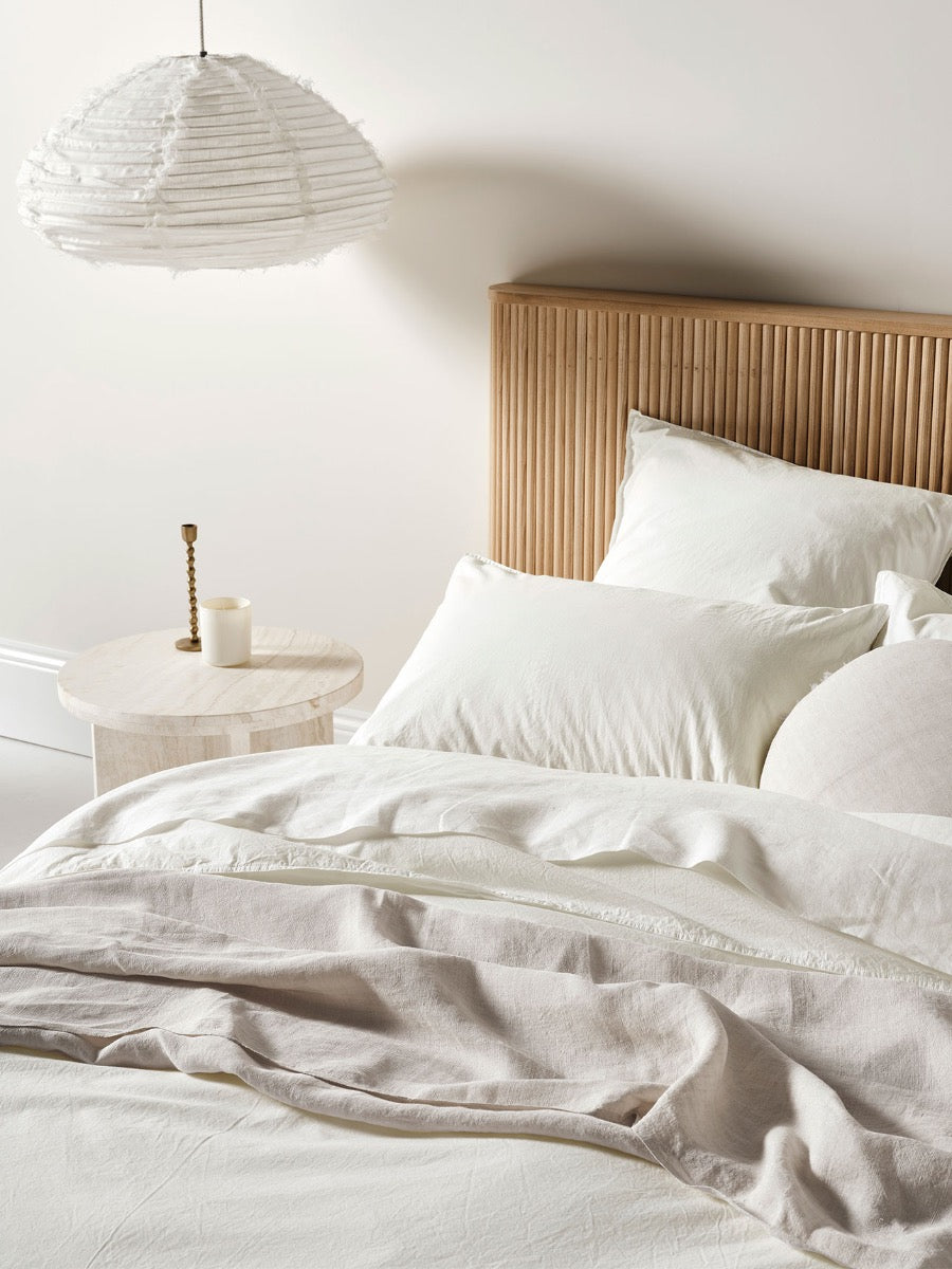 Evie Stonewash Organic Cotton Standard Pillowcase in Cloud White