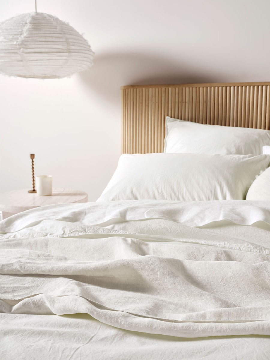 Evie Stonewash Organic Cotton Quilt Cover in Cloud White
