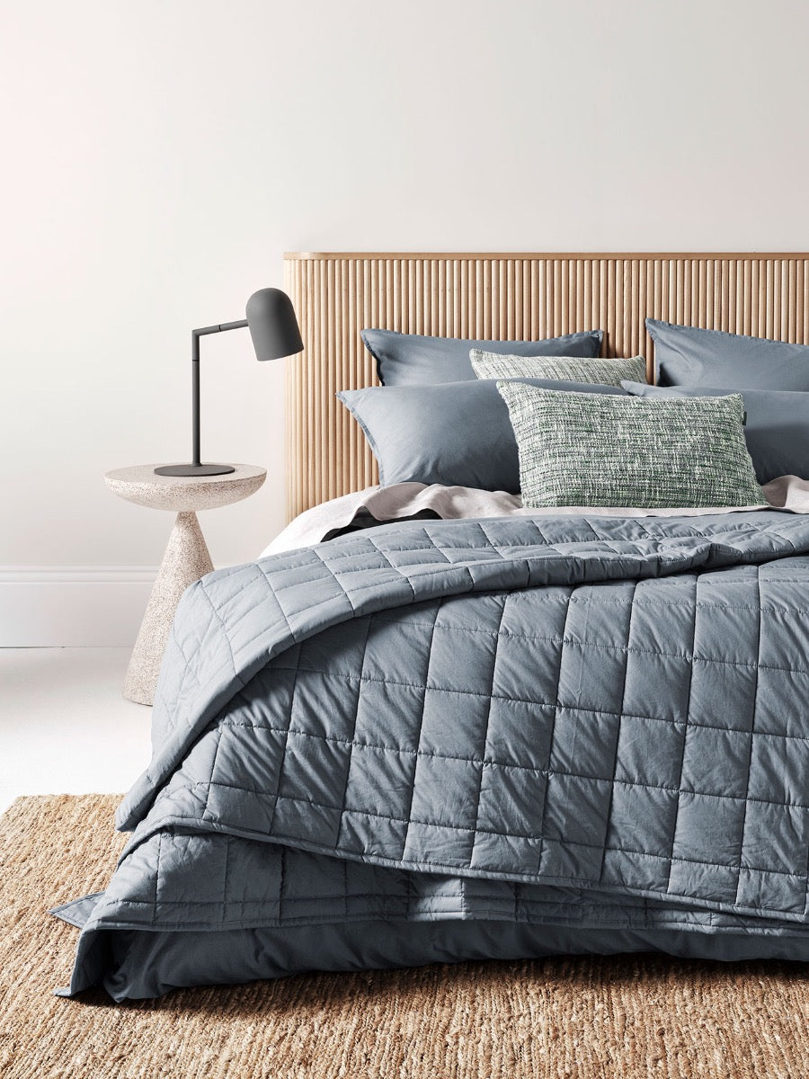 Evie Stonewash Organic Cotton Coverlet in Washed Denim