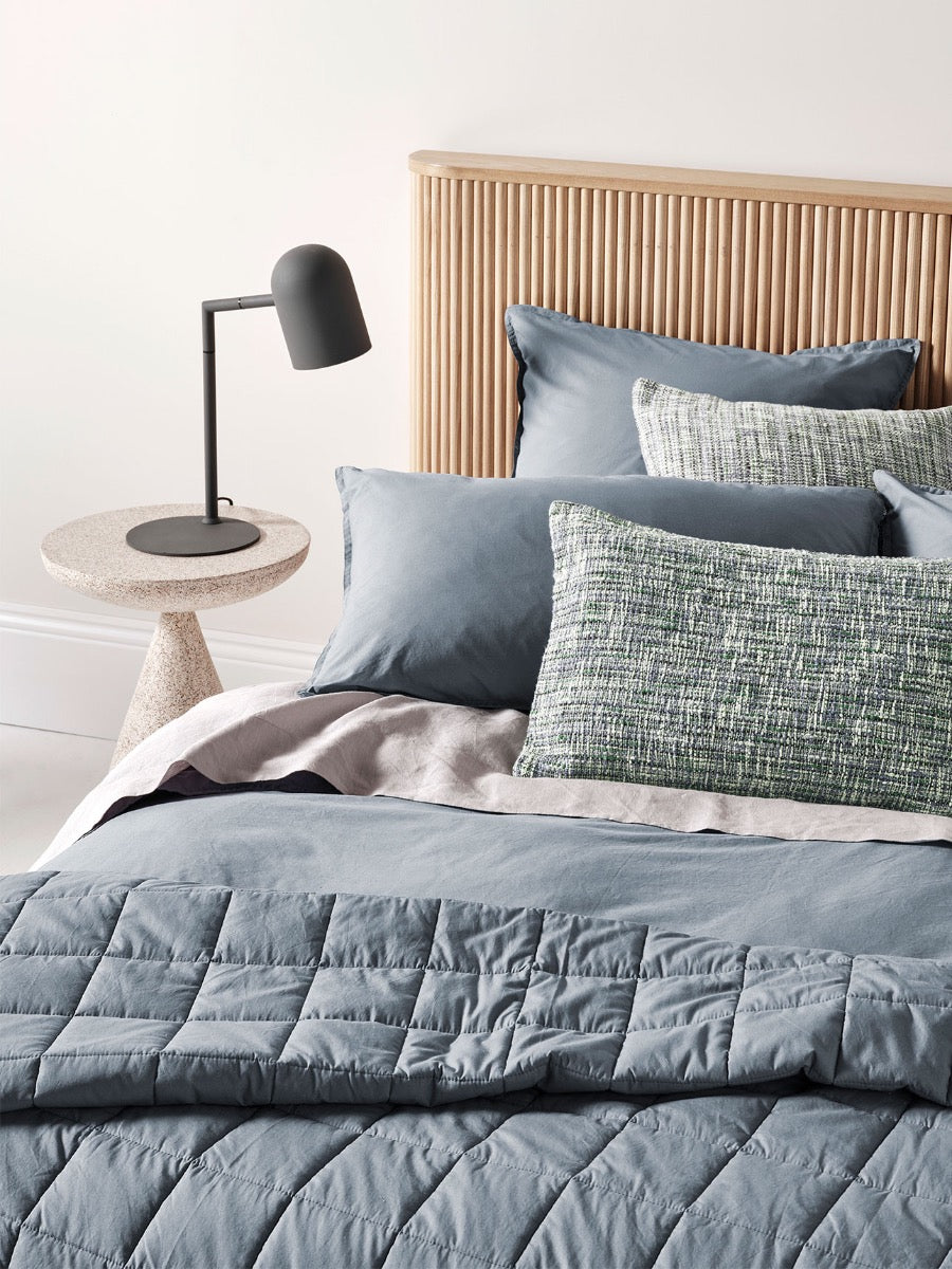 Evie Stonewash Organic Cotton Coverlet in Washed Denim