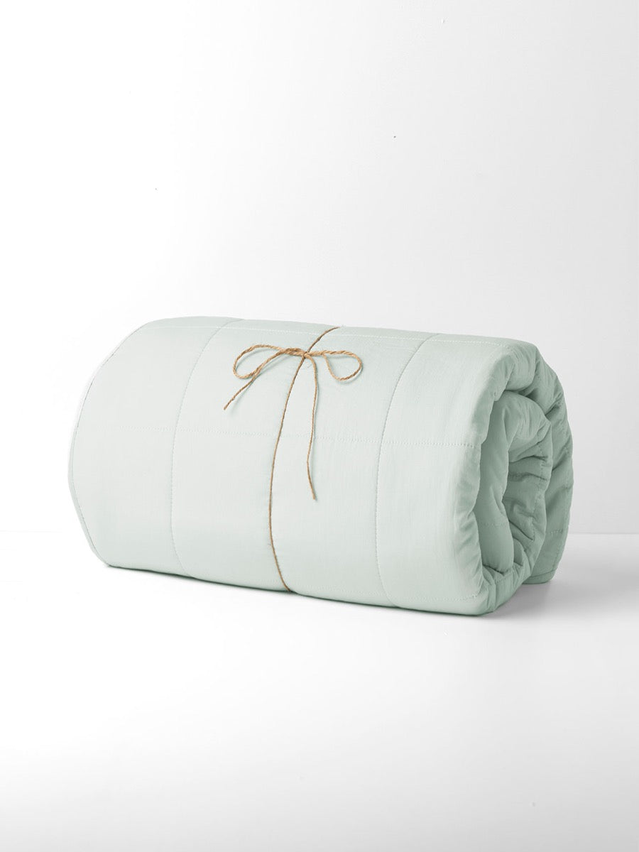 Evie Stonewash Organic Cotton Coverlet in Mist