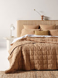 Evie Stonewash Organic Cotton Coverlet in Toasted Pecan