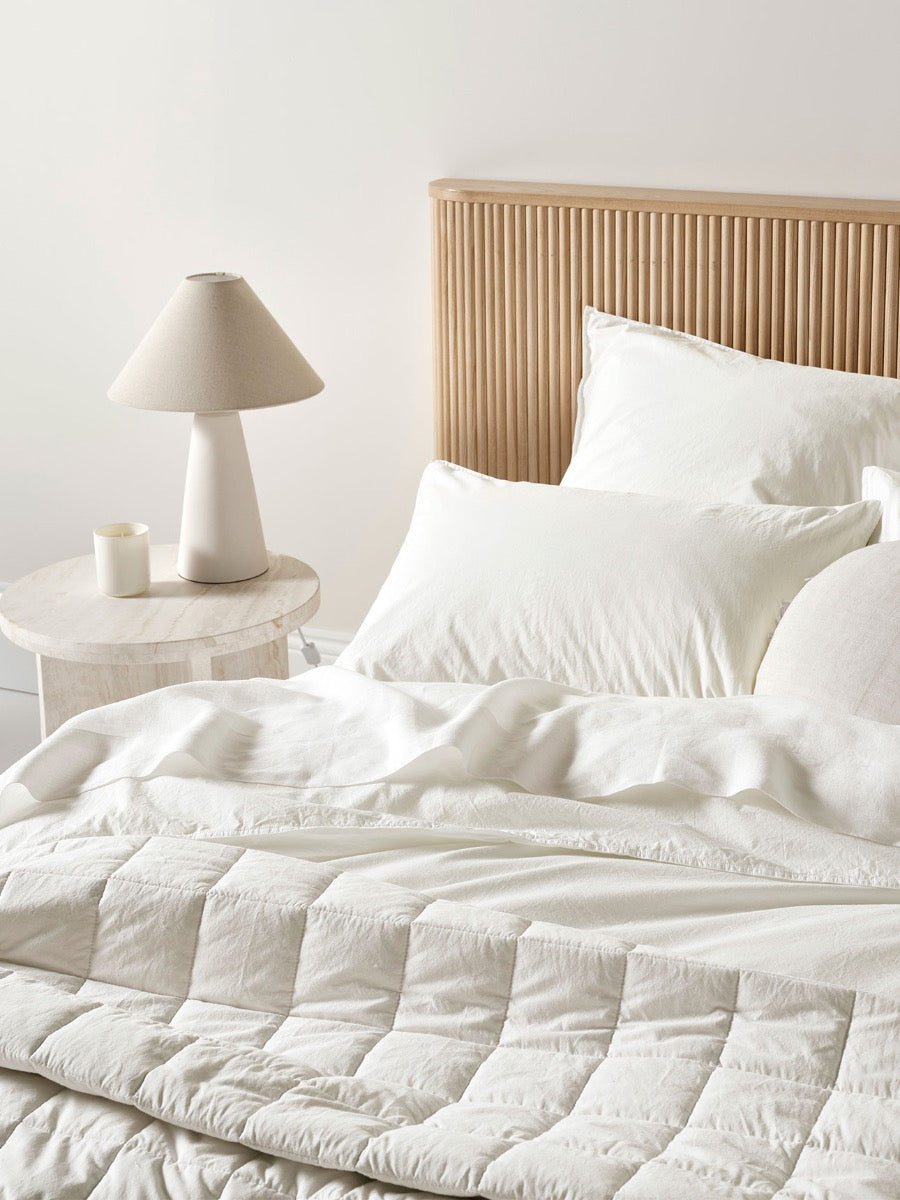 Evie Stonewash Organic Cotton Coverlet in Cloud White