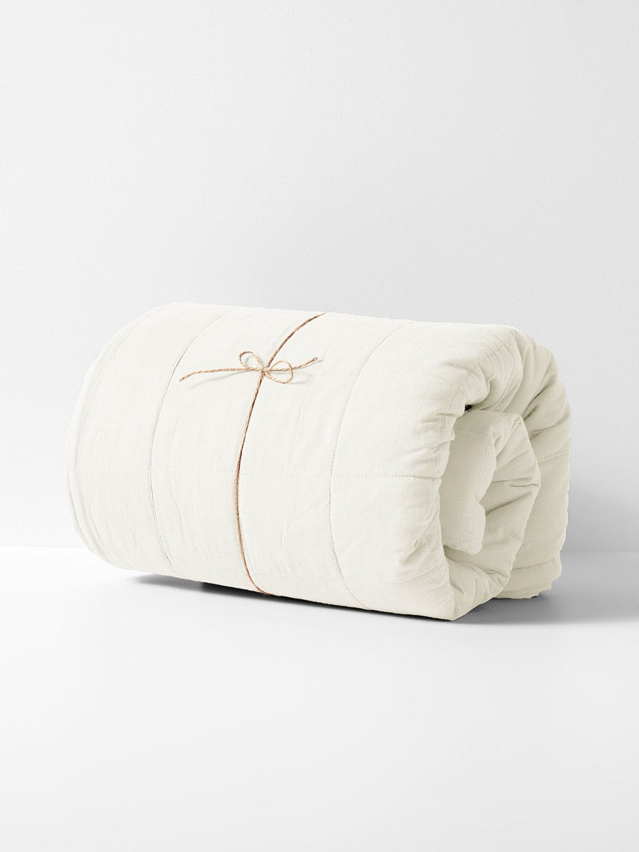 Evie Stonewash Organic Cotton Coverlet in Cloud White
