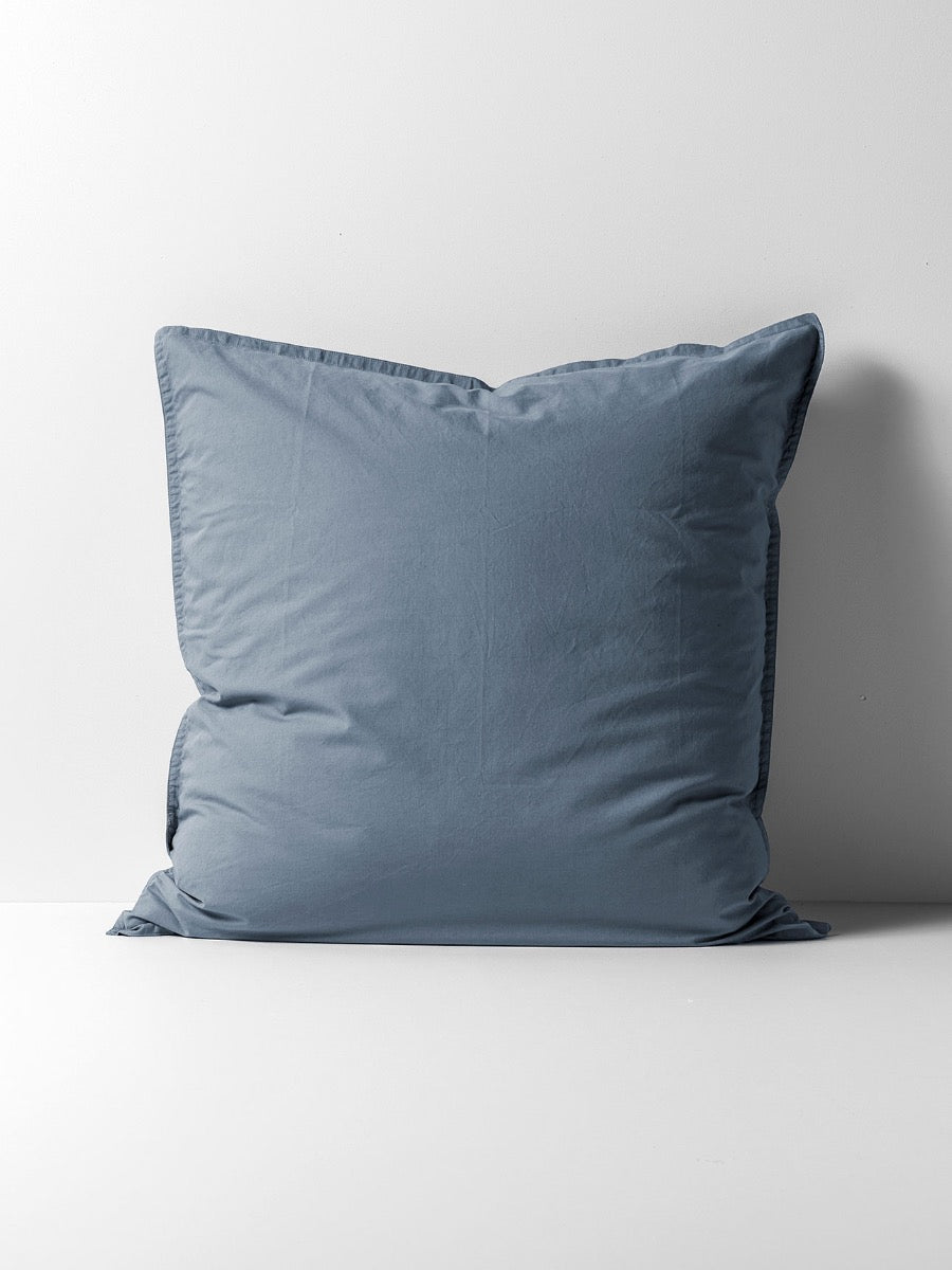 Evie Stonewash Organic Cotton European Pillowcase in Washed Denim