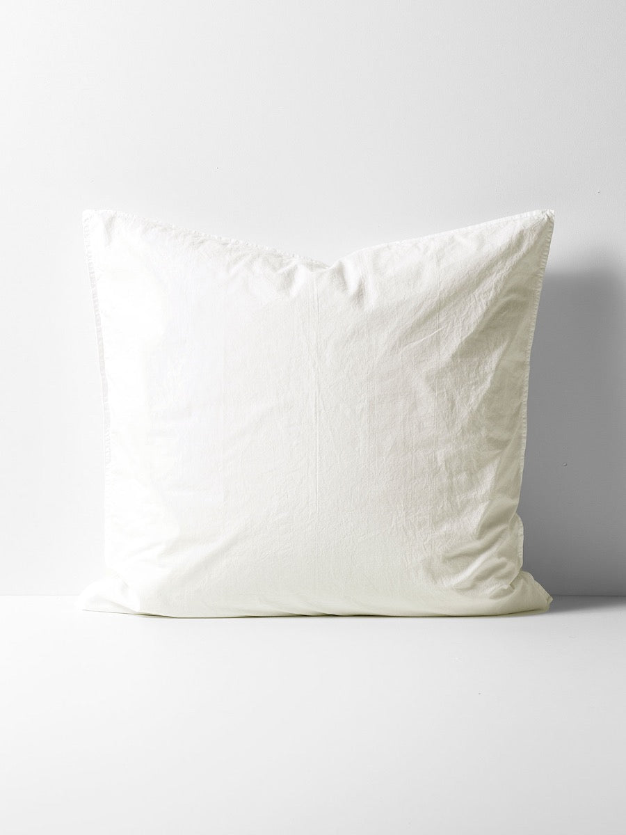 Evie Stonewash Organic Cotton European Pillowcase in Cloud White